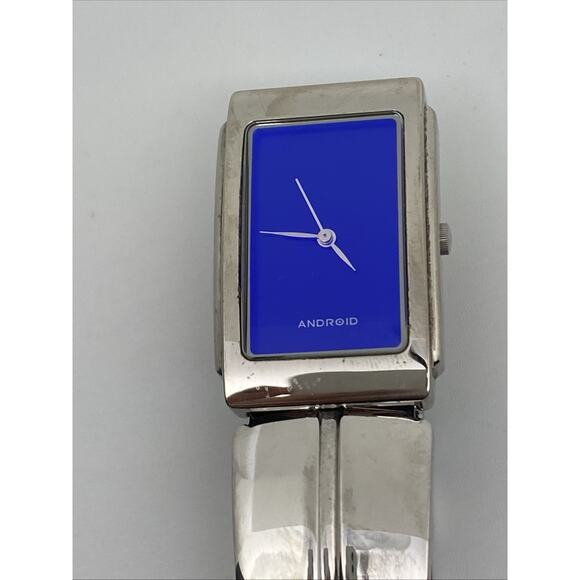 VNT Android OKO Designs Blue Face Wristwatch 1999 Stainless Steel Band USA Made - Picture 4 of 16